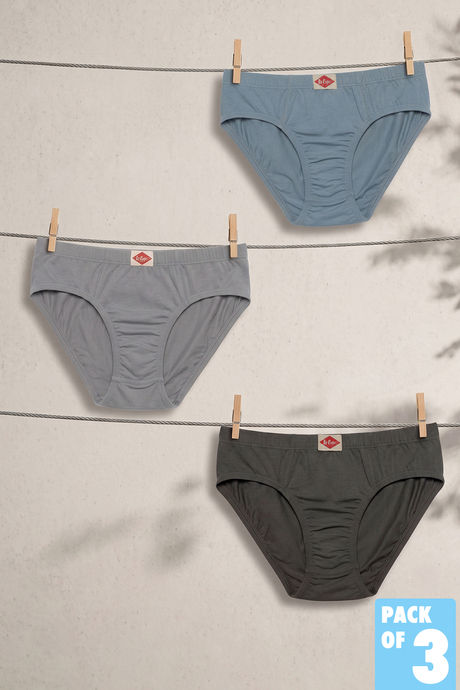 Buy Lee Cooper Boys Solid Briefs (Pack of 3) - Multicolor